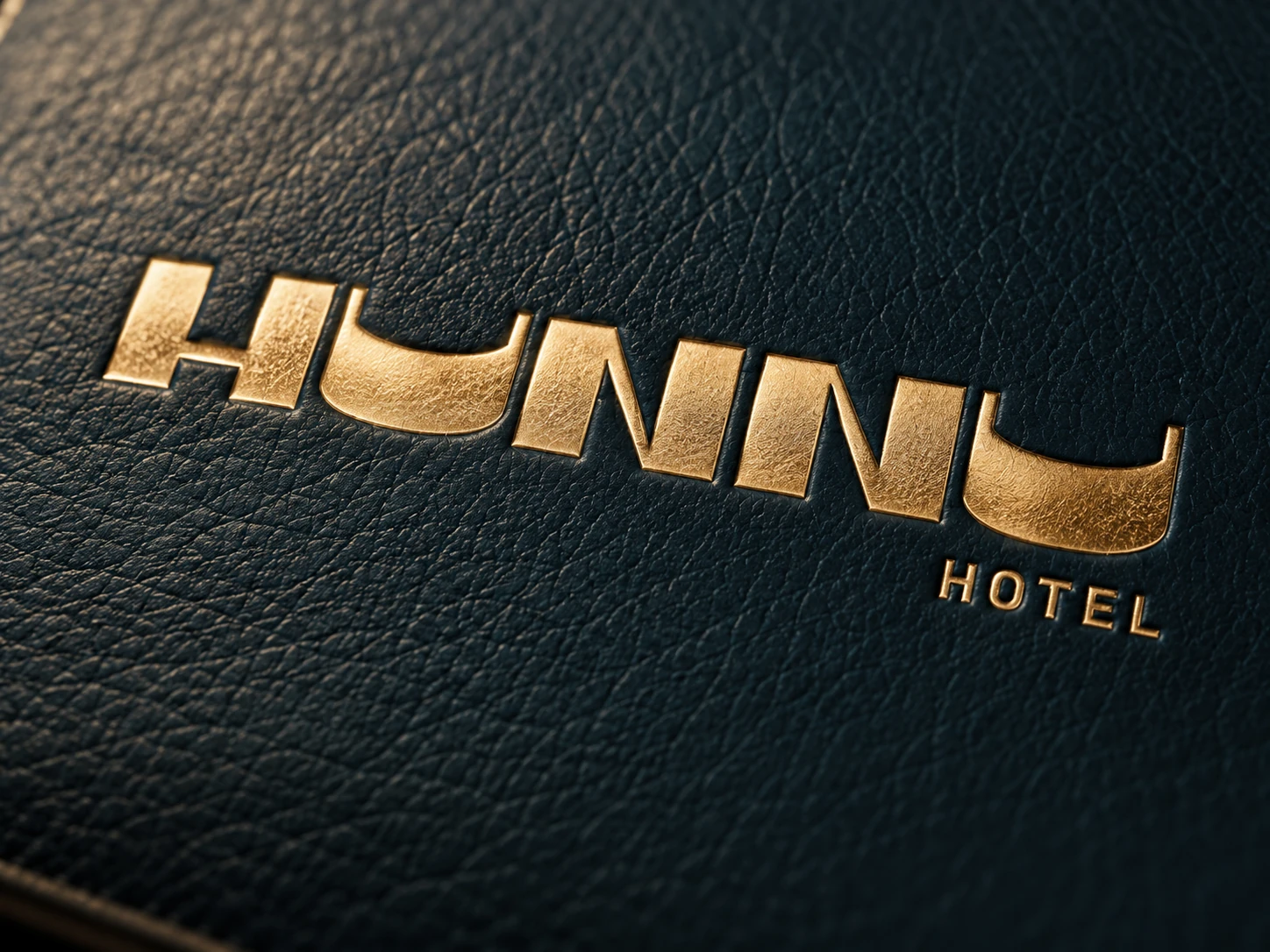 HUNNU Hotel — золотое тиснение логотипа на коже